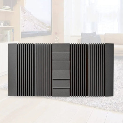 Premium Thick Acoustic Panels 2-Pack Soundproof Foam Tiles for Studio Recording and Home Office with Killer Noise Reduction and Echo Control to Make Your Space Look Fresh and Rock Solid in Gray, showcasing ribbed surface design.