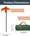 Heavy Duty Screw In Tent Stakes Eight Inch Ground Anchors Metal Stakes For Camping Includes Hex Head Driver And Sturdy Storage Bag