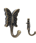 Heavy Duty Vintage Wall Coat Hooks A Real Heavy Hitter Five Piece Set Pre Drilled Screws Included No Sweat Installation For Hanging Jackets Bags Everyday. Close-up of a decorative butterfly coat hook in antique brass.