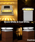 Solar Post Cap Lights With 24 LEDs Two Color Modes Warm White And Cool White For 4x4 5x5 6x6 Posts Garden, patio, deck at night.