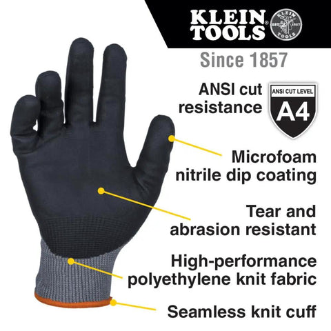 Cut Resistant Work Gloves With Nitrile Coated Grip, HPPE Fabric for Flexibility and Dexterity, ANSI A4, XL Size, 2 Pack