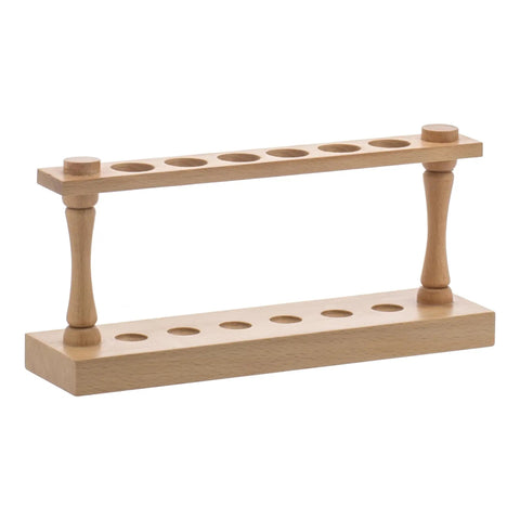 Pro Grade Wooden Test Tube Rack Holds Six Tubes Up To 22 Mm, 9.75 Inch Wide Vertical Lab Stand with polished wood construction