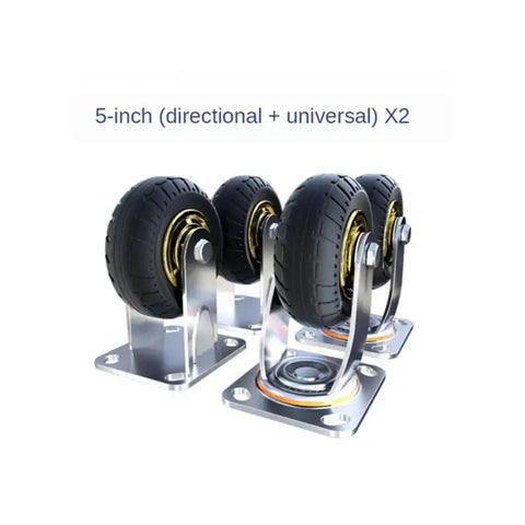 Smooth As Butter Eight Inch Heavy Duty Stem Mounted Casters With Dependable Squeeze Brakes Silent Rolling Rubber Wheels Easy Swivel Steering For Gritty Garage Workbench Upgrades - 5 inch swivel casters with rubber tires.