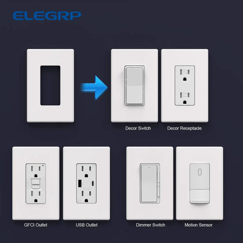 1 Gang Screwless Decorator Wall Plate Mid Size Unbreakable Thermoplastic Faceplate Cover For Decorator Receptacle Outlet Switch