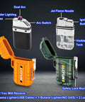 Two Pack Waterproof Outdoor Lighters, Windproof Torch Lighters, Butane Lighters Fuel Not Included, USB Rechargeable Electric Dual Arc Plasma Lighters For Hiking, Camping, Hunting, Survival Gear, Dope Dad Gift For Fathers Day showcasing design and features