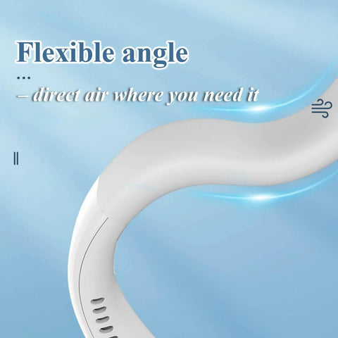 Slick Bladeless Portable Neck Fan For Car Drivers And Ev Owners Killer Hands Free Cooling With 3 Adjustable Speeds Rechargeable 1800 Mah Battery with a flexible angle design for directed airflow.