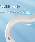 Portable Bladeless Neck Fan Offering Comfy Hands Free Cooling And Three Speed Adjustable Airflow Designed For Scorching Car Rides and Pickup Truck Adventures Chill Out In Style And Skip The Sweat with flexible angle for directed airflow.