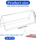 12 Pack Clear Acrylic Desk Name Plates Three By Eight Point Five Inches Thick Two Point One Millimeters Lightweight 110g Each