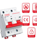 Rock Solid 2 Pole 100 Amp 500V Dc Miniature Circuit Breaker With Din Rail Mount For Solar Pv Systems with red switches.