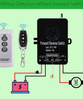 Wiring diagram for Waterproof Wireless Remote Forward And Reverse Switch For Linear Actuators 5 To 48V DC, 10A Controller.
