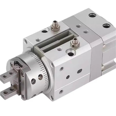 Badass Pneumatic Actuator With Rotary Swing Finger Design For Heavy Duty Industrial Automation Pick And Place Tasks Built Damn Tough No Sweat Cylinder Gripper Tool, showcasing the aluminum rotary swing mechanism.
