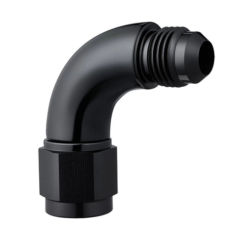 AN6 Female To AN6 Male Full Flow Swivel 90 Degree Coupler Union Fitting Adapter Aluminum 6061 T6 Beefy Performance