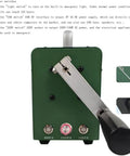 Front view of green 150W Hand Cranked Generator With Dual Direction Crank Portable Dynamo For Off Grid Power