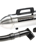 Beast 500W Hand Vacuum With Turbine Brush, 120V, Satin Nickel Finish, accessories shown beside lightweight steel construction