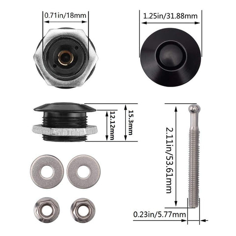 Pack Of 2 Quick Release Latch Lock Clips Push Button Bonnet Kit 1.25 Inch Diameter 32mm Universal Aluminum Alloy parts overview