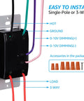 0-10V LED Dimmer Switch For Dimmable Panels And Linear Lighting, Single-Pole Or 3-Way, 120-277V wiring guide