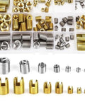 Heavy Duty 124-Piece 304 Stainless Steel Threaded Insert Kit With Cutting Slots For Easy, Secure Installations On Metal And Plastic Surfaces