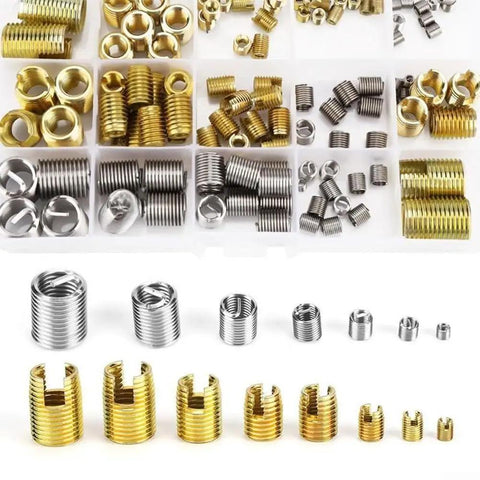 Heavy Duty 124-Piece 304 Stainless Steel Threaded Insert Kit With Cutting Slots For Easy, Secure Installations On Metal And Plastic Surfaces