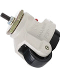Close-up of a single caster from 4 Pack Heavy Duty Leveling Caster Wheels With Threaded Stem, Adjustable Height, for machinery and equipment.