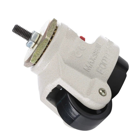 Close-up of a single caster from 4 Pack Heavy Duty Leveling Caster Wheels With Threaded Stem, Adjustable Height, for machinery and equipment.