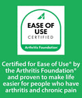 Arthritis Foundation Ease of Use certification badge for products like RelaxGrip Metal Garden Nozzle with Multi Pattern Spray.