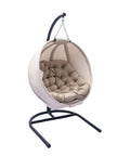 Hanging Egg Chair With Stand Cozy Indoor Outdoor Swing Seat With Plush Cushions Comfy Plush Comfort Weather Resistant Fabric Foldable Lounge