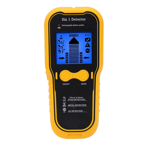 Aolidsive Stud Finder Beam Finder, 5 in 1 Wall Detector Scanner showcasing the front interface with buttons and display.
