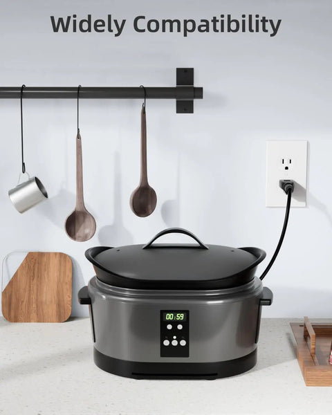 Replacement Three Prong Power Cord For Instant Pot And Most Kitchen Appliances 3 Foot Cable plugged into a kitchen appliance