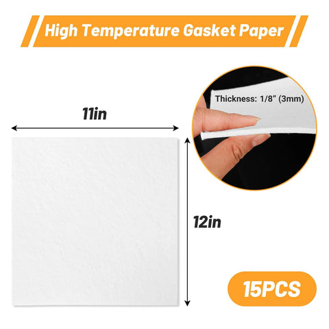 High Temperature Ceramic Fiber Gasket Paper Sheets Measuring 11 By 12 Inches And One Eighth Inch Thick Ideal For Insulation In Stoves Furnaces And Fireplaces This 15 Pack White Set Keeps Gaskets Sealing Tight And Safe UCandy