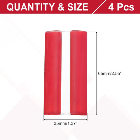 Slick Self Adhesive Acrylic Hinges Clear Flexible Piano Strap For Furniture Fixing And Aquarium Lids Totally Legit Sturdy Hold Super Easy Press On Design Clean Invisible Look Pack Of 4, size 65mm by 35mm, clear and red hinge