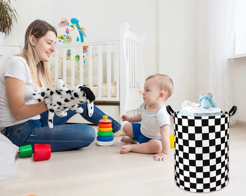 Keep The Vibe Clean Boys Laundry Basket And Kids Toy Hamper Crafted From Heavy Canvas With Waterproof Lining Super Solid Storage Bin For Bedroom Decor And Racing Flag Gift For Fans