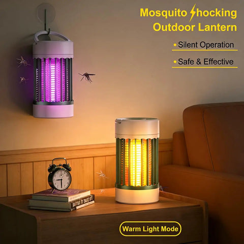 Rechargeable Indoor Outdoor Mosquito Zapper With USB Power Portable UV Insect Trap 4000V Grid Killer on table and wall