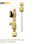 HVAC Valve Core Removal Tool Dual Size One Quarter Inch And Five Sixteenth Inch SAE For R410A R22 R12 R407 R404 R32 Systems, brass