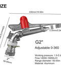 Diagram of 2 Inch Irrigation Sprinkler With 360 Degree Spray Coverage For Big Lawns And Crops, Aluminum Alloy Heavy Duty Sprayer Head.