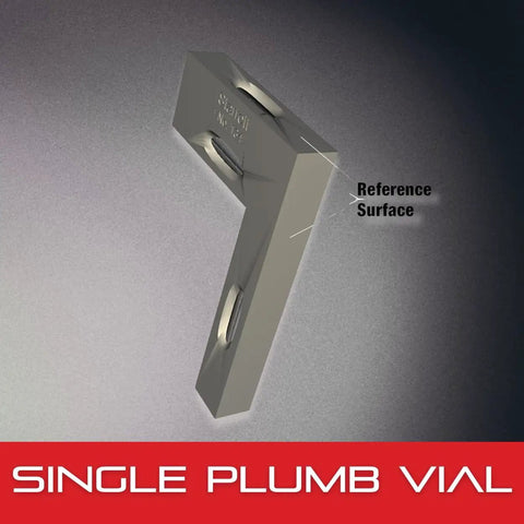 Cross Test Level And Plumb Tool For Machining Setup, Cast Iron Body With Satin Nickel Finish, showing single plumb vial