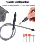 Close-up of flexible shaft attachment for Top Shelf Mini Table Saw And Heavy Duty Portable Craft Station For Wood Cutting Sanding Engraving Drilling.