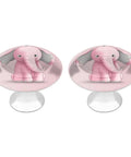 Elephant Themed Round Cabinet Knobs Set With Screws Premium Stainless Steel Pulls For Kitchen And Bedroom Cabinets Durable Rust Proof Lightweight Hardware No Fuss Easy Install 2 Pack pink elephant round cabinet knobs, two-piece set