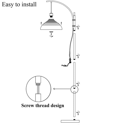 Diagram of Dope Industrial Floor Lamp With Gold Finish For Rustic Farmhouse Style Arc Standing Lamp showcasing installation features.