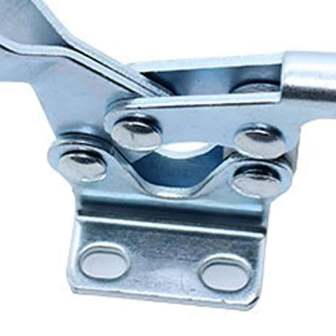 Close-up of the 2 Pack Horizontal Toggle Clamp 225D 500 Lbs Holding Capacity with rust resistant finish and steel construction.