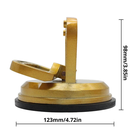 Side view of Workhorse Heavy Duty Aluminum Suction Cup With Handle For Glass And Tile Lifting, 4.8 Inch Vacuum Plate Grip Pad