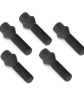 Kickass M14x1.25 Lug Bolts For BMW And Mini Whips Featuring Conical Seat 45Mm Shank 17Mm Hex Black Dacromet Finish 10Pc Set, five bolts.
