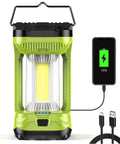 Rechargeable Camping Lantern With 4000LM Bright LED Light 360 Degree All Around Illumination 4600mAh Battery next to charging phone