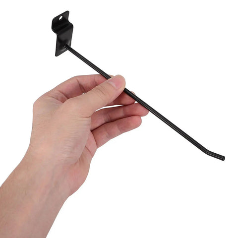 Heavy Duty Iron Shelf Hooks 20 Pack For Slatwall Slot Board And Pegboard 4mm Rod Thickness Burrfree Polished Finish No-Drill