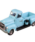 Retro Blue And Red Pickup Truck Decor For Garden And Tabletop Vintage Farmhouse Metal Planter And Storage Truck Perfect Fall Desk Centerpiece Car Model Gift And Cute Garden Accent, metal truck planter 180x90x80 mm