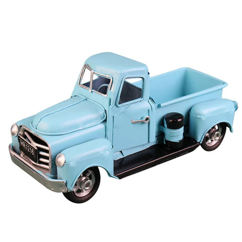 Retro Blue And Red Pickup Truck Decor For Garden And Tabletop Vintage Farmhouse Metal Planter And Storage Truck Perfect Fall Desk Centerpiece Car Model Gift And Cute Garden Accent, metal truck planter 180x90x80 mm