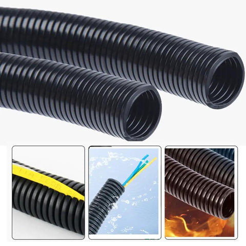 30 Ft Split Wire Loom Tubing One Quarter Inch Inner 6mm Outer 9mm Cord Protector For Wires And Cables Black Easy Split Design