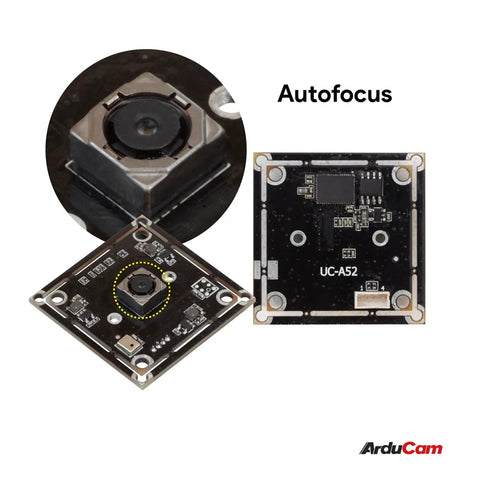 8MP 1080P Auto Focus USB Cam Module with Microphone, showing front and back circuit details, IMX179 sensor, black