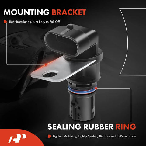 2-Pack Engine Camshaft And Crankshaft Position Sensor Set For GM Vehicles Fits Cadillac CTS 2004-2005 close-up with mounting bracket and sealing ring