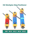 Heavy Duty Cnc Mill Workpiece Positioner Featuring Universal Adjustments And Built Like A Tank Rigidity For Pro Shop Setups and Drop Dead Center Alignment On Any Lathe Or Milling Station, three adjustable aluminum stop positioners.