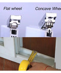Flat and concave wheels of Heavy Duty Zinc Alloy Sliding Door Pulleys With Double Wheel Track Rollers for smooth gliding.